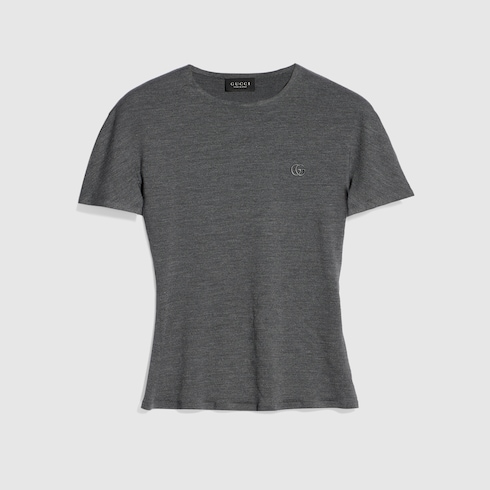 GUCCI エンブロイダリー付き シルクジャージー Tシャツ
