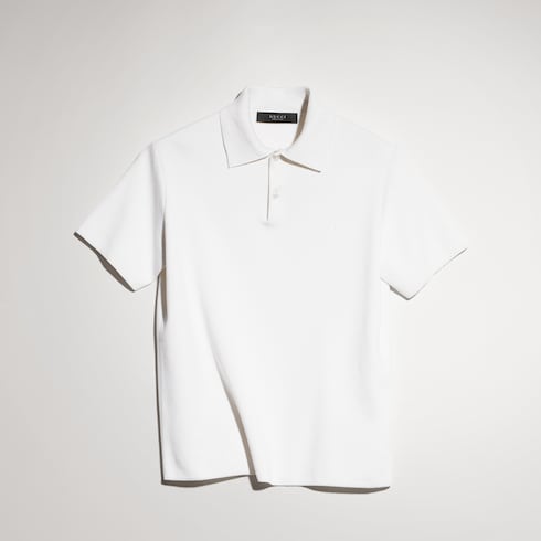 Poloshirt aus Seide und Baumwolle mit Stickerei