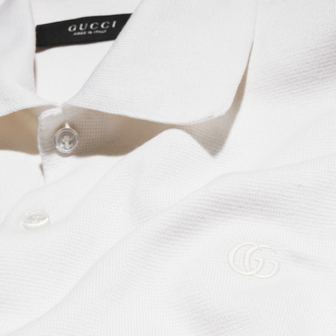 Polo en soie et coton avec broderie