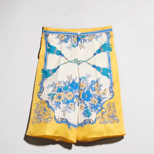 Pantalon en twill de soie imprimé
