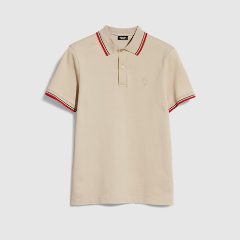 GUCCI エンブロイダリー付き コットンピケ ポロシャツ