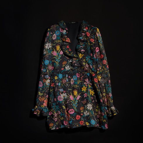 Printed silk chiffon dress