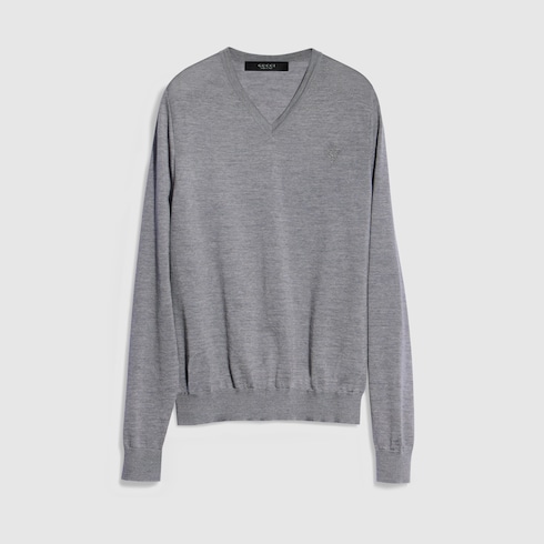 Fine wool sweater with embroidery