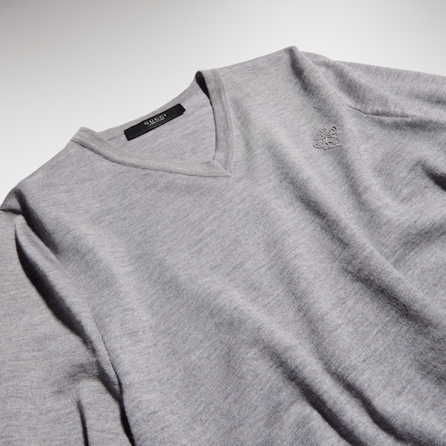 Pullover in lana fine con ricamo