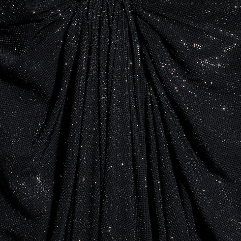 Langes Kleid aus besticktem Seiden-Stretch-Chiffon