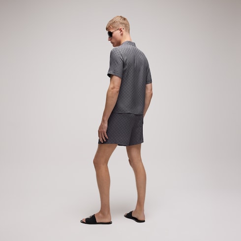 Chemise de bowling en jacquard de soie GG