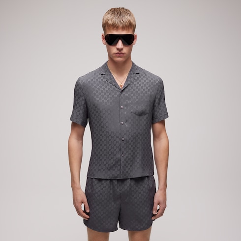 GG silk jacquard bowling shirt
