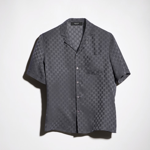 Camisa bowling de jacquard de seda con GG