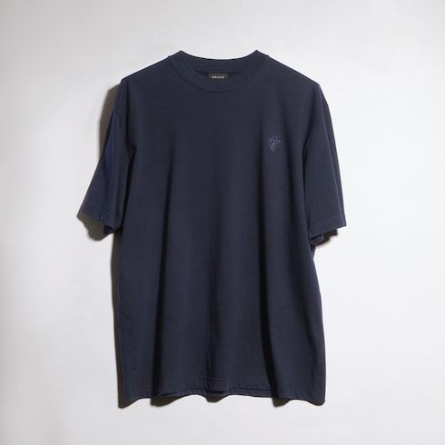 T-Shirt aus Baumwoll-Seiden-Jersey mit Stickerei