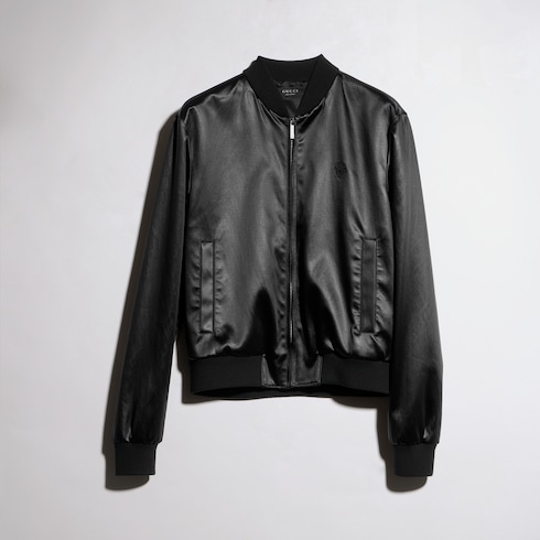 Cotton acetate satin zip jacket