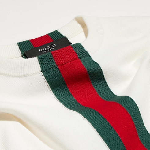 Knit cotton T-shirt with Web intarsia