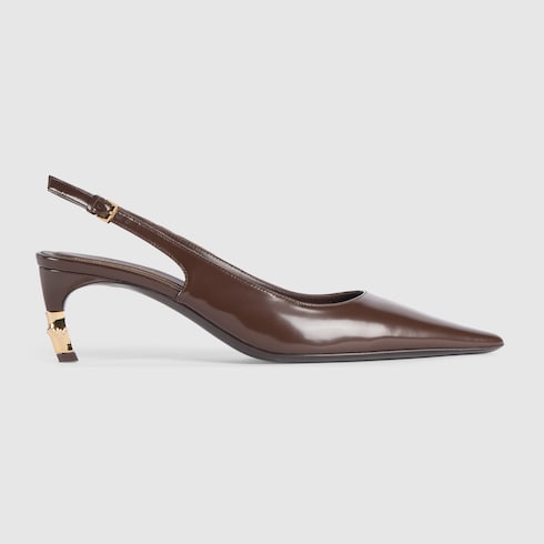 Women's Castello slingback in dark brown leather | GUCCI® US