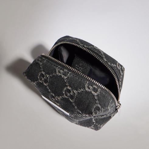 Estuche de maquillaje pequeño con placa Gucci