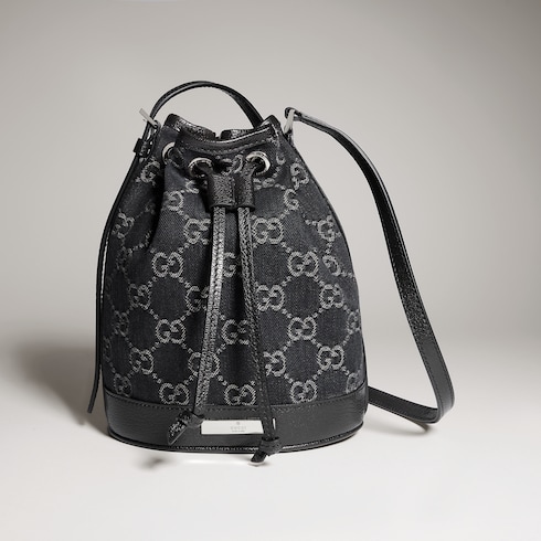 Mini bucket bag with Gucci plaque