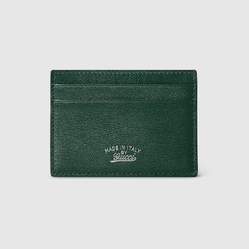 Lira card case in dark green leather | GUCCI® US