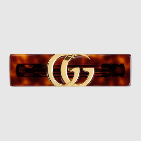 838【新品未使用＊GUCCI正規品】激レア／入手困難／ヘアピン／ゴールドカラー Hair clip with Double G in brown tortoiseshell resin | GUCCI® US