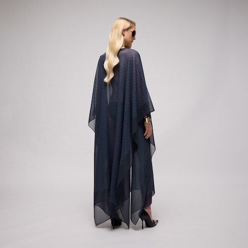 Vestido capa de georgette de seda con GG
