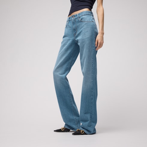 Pantalon en denim de coton délavé et blanchi