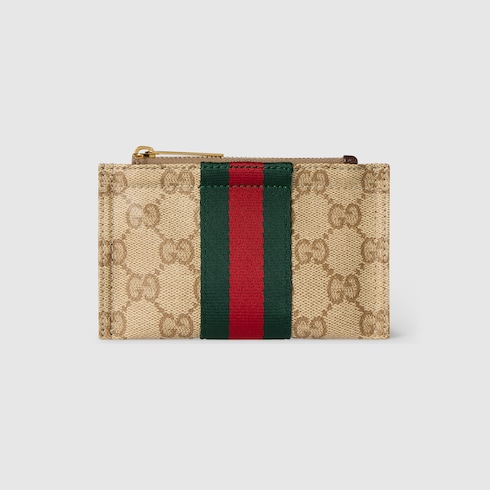 【used】GUCCI ミニポーチ Mini pouch with Web in sand and brown GG canvas | GUCCI® US