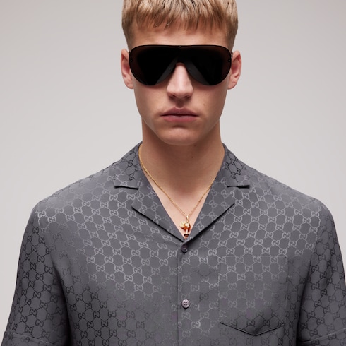 Chemise de bowling en jacquard de soie GG