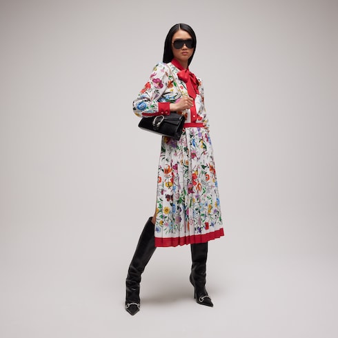 Kleid aus bedrucktem Seiden-Crêpe de Chine