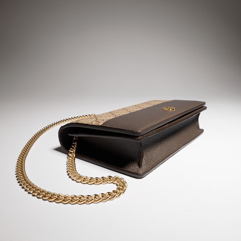 Zweifarbige GG Marmont Brieftasche Mit Kettenriemen