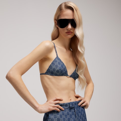 Blusa de jacquard de mezclilla de algodón ligero con GG