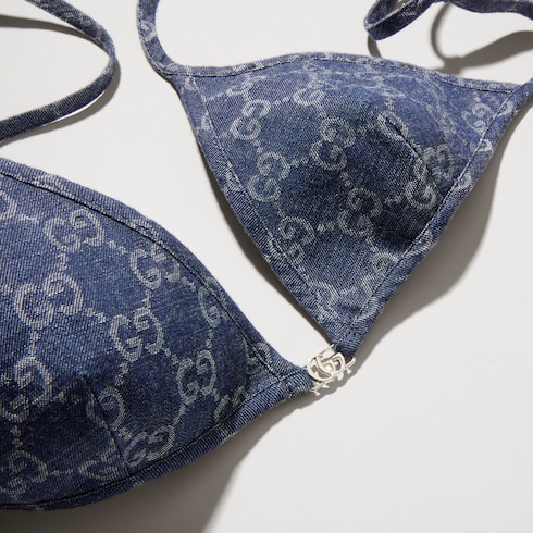 Blusa de jacquard de mezclilla de algodón ligero con GG