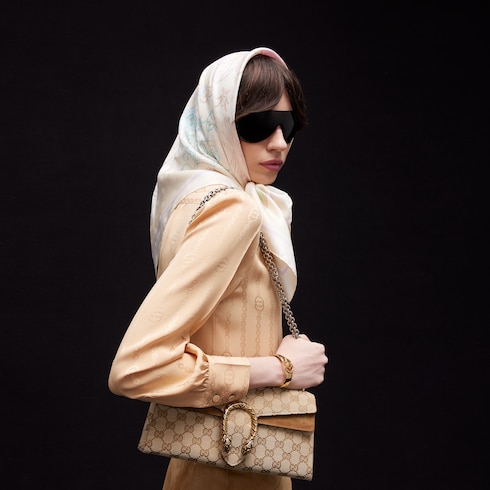 Printed Double G silk jacquard carré