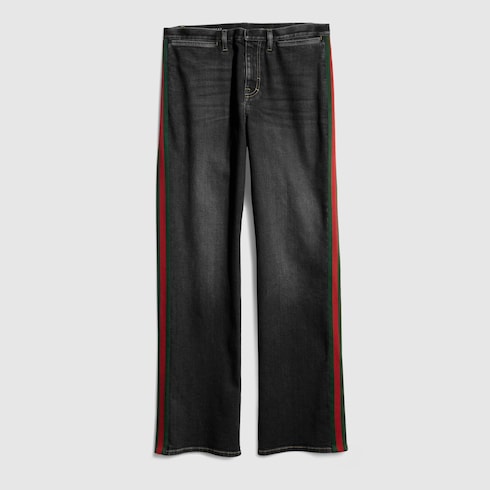 GUCCI ウェブ ストライプ ストレッチコットンデニム パンツ
