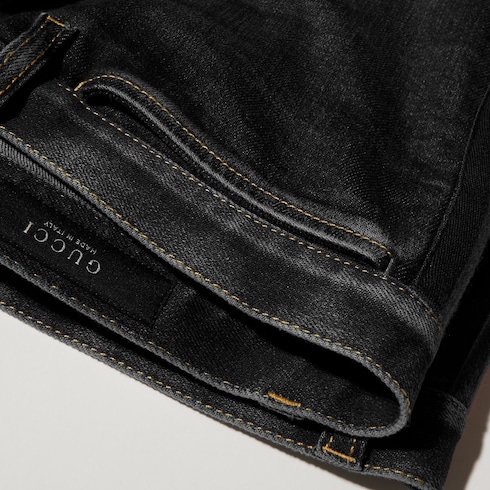 Stretch cotton denim pants with Web