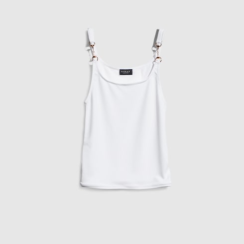 Viscose crêpe jersey top with Horsebit in white | GUCCI® CA