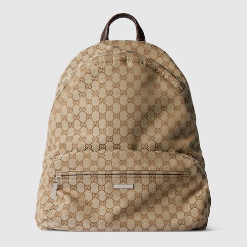 グッチ タグ ラージ バックパック ・サンド＆ブラウン GGキャンバス