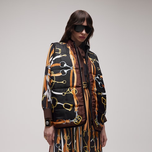 Veste réversible en twill de soie matelassé