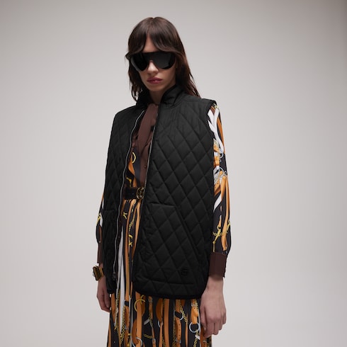 Reversible padded silk twill vest
