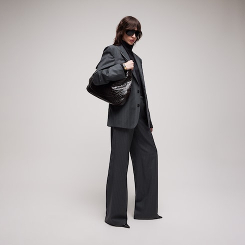 Pantalon en laine à fines rayures