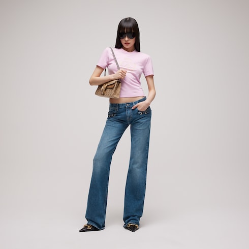 Stretch Baumwoll-Denim mit Horsebit