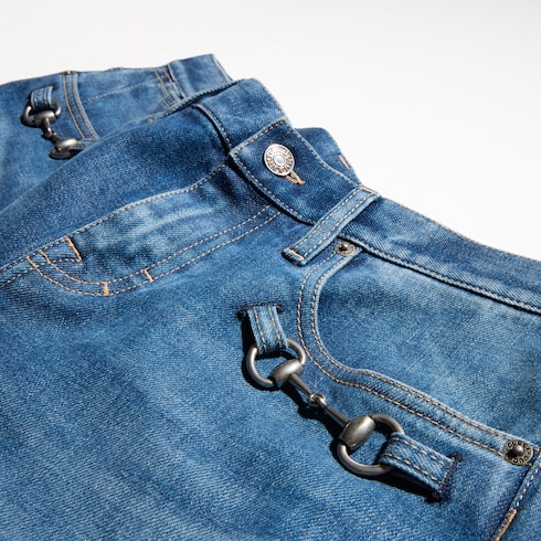 Stretch Baumwoll-Denim mit Horsebit