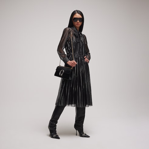 Pinstripe silk organza chemisier dress