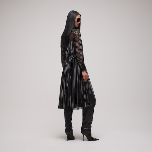 Pinstripe silk organza chemisier dress