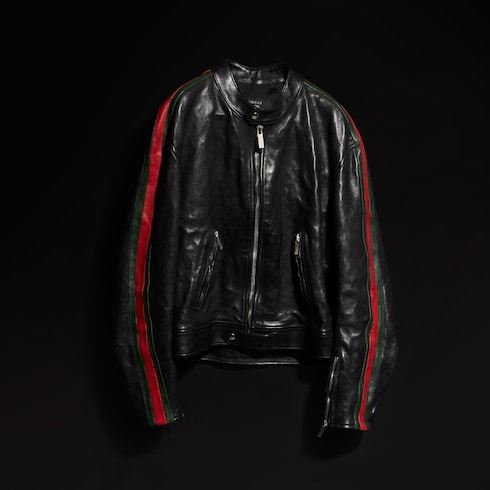 Buffalo leather biker jacket with Web