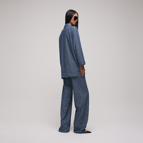 Pantalon en denim de coton à jacquard GG