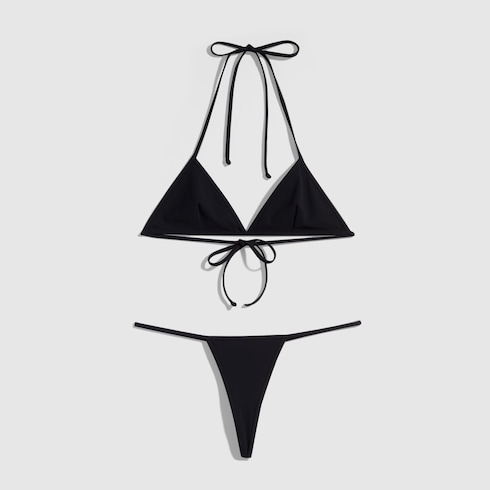 Stretch jersey bikini with Interlocking G in black | GUCCI® US