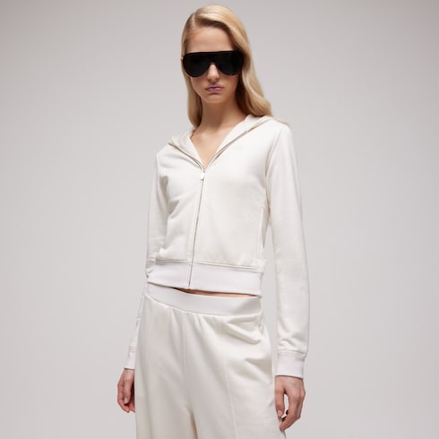 Sweat-shirt zippé en jersey de soie et coton