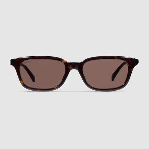 Rectangular-frame sunglasses in brown tortoiseshell | GUCCI® RO