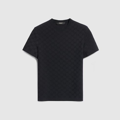 グッチ GUCCI Tシャツ Technical GG fabric jacquard T-shirt in black | GUCCI® US