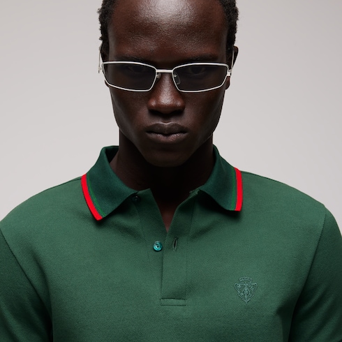 Cotton piquet polo shirt with embroidery