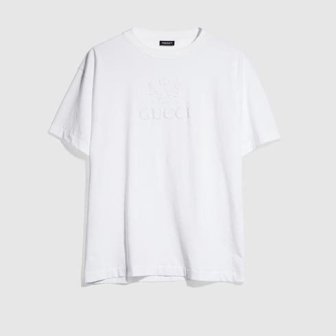 GUCCI 白Tシャツ Cotton jersey T-shirt with embroidery in white | GUCCI® US