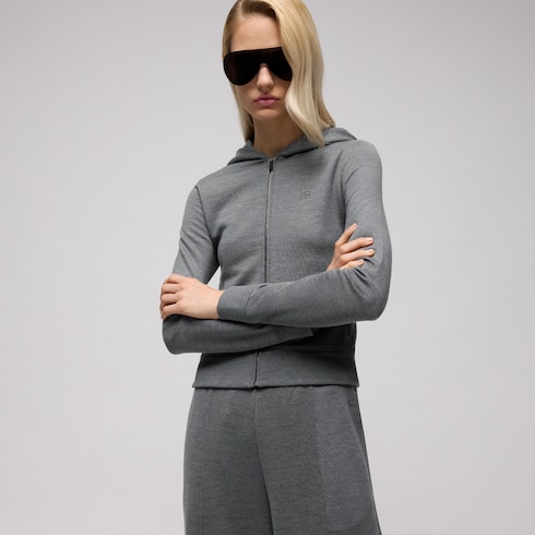 Sudadera de punto de algodón y seda con cremallera