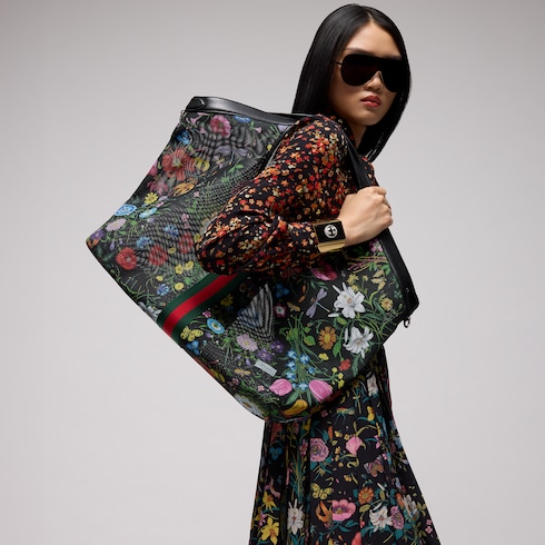 Gucci Giglio Flora系列大号托特包